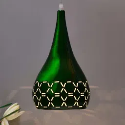 Homesake Glossy Spining Green Metal Cross Cut Hanging Pendant Lamp - Set of 1-image-24