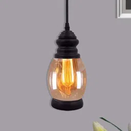 Homesake Amber Black & Transparent Glass Oval Pendant Lamp (Bulb not included)-image-22