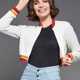 Miss Chase White Relaxed Fit Cropped Jacket-picture-17
