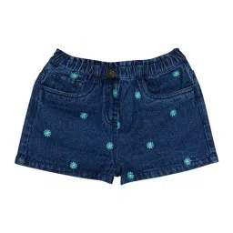 H by Hamleys Girls Dark Blue Embroidered Shorts-image-51