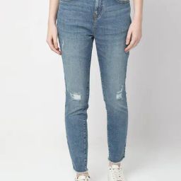 Vero Moda Blue Cotton Distressed Jeans-picture-38