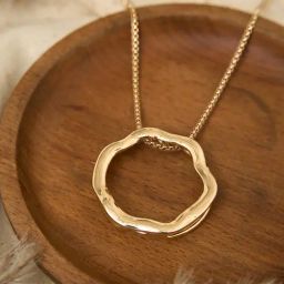 ToniQ Gold Circular Pendant Long Necklace-image-9