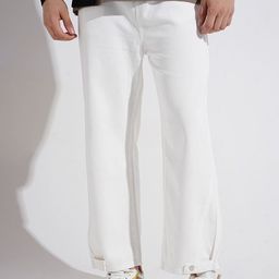 SHOWOFF Men White Regular Fit Denim Regular Trousers-picture-4