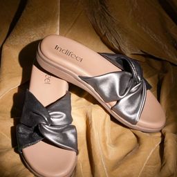 Indifeet Women Textured Party Open Toe Flats-6