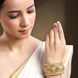 Peora Gold Traditional Synthetic Stone Openable Kada Bangle-image-90