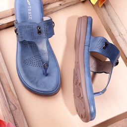 TRASE Women T-Strap Flats with Laser Cuts-30