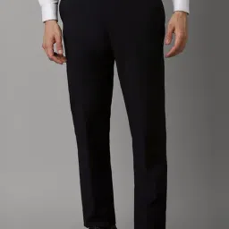 Louis Philippe Black Slim Fit Striped Trousers-picture-2