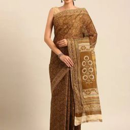 SHANVIKA Mehandi Green Pure Cotton Paisley Saree Without Blouse Piece-image-81