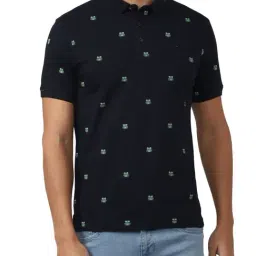 Simon Carter London Black Printed Slim Fit Polo T-Shirt-image-76