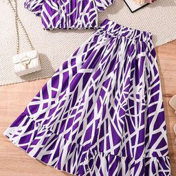 StyleCast x Revolte Girls Printed Shoulder Straps Crop Top with Skirt-image-24