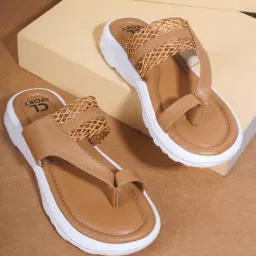 Carlton London Women's Tan Toe Ring Sandals-picture-10