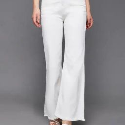 DOLCE CRUDO White Denim Regular Fit High Rise Jeans-image-31