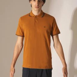 Selected Homme Orange Cotton Slim Fit Polo T-Shirt-image-21