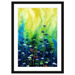 999Store Multicolor MDF Abstract Leaves Printed Paper Wall Painting - Set of 1 image 2