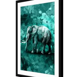999Store Aqua MDF Abstract Elephant Printed Paper Wall Painting - Set of 1 image 3