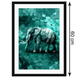 999Store Aqua MDF Abstract Elephant Printed Paper Wall Painting - Set of 1 image 5