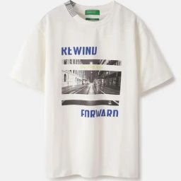 United Colors of Benetton Kids White Cotton Printed Tshirt-image-98