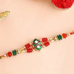 Aapno Rajasthan Crystal Beads Studded Meenakari Work Rakhi-image-77