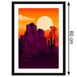 999Store Purple & Orange MDF Abstract Mountain Printed Paper Wall Painting - Set of 1 image 5