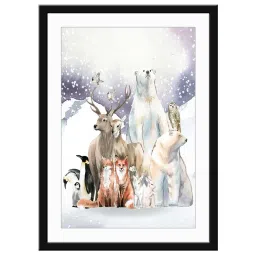 999Store Multicolor MDF Group of Wild Animals Printed Paper Wall Painting - Set of 1 image 2