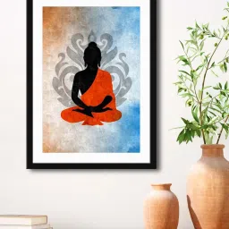 999Store Multicolor MDF Lord Buddha Printed Paper Wall Painting - Set of 1 image 1
