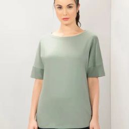 Amante Green Relaxed Fit Solid T-Shirt-image-99