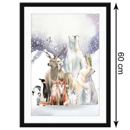 999Store Multicolor MDF Group of Wild Animals Printed Paper Wall Painting - Set of 1 image 5