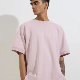 Studiofit by Westside Pink Typographic Relaxed-Fit Cotton-Blend T-Shirt-image-90