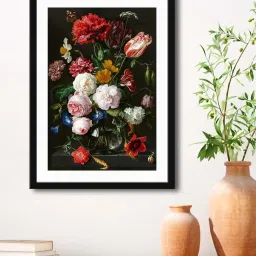 999Store Multicolor MDF Flowers Guldasta Printed Paper Wall Painting - Set of 1 image 1