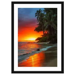 999Store Multicolor MDF Beach View Printed Paper Wall Painting - Set of 1 image 2