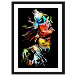 999Store Multicolor MDF Abstract Lady Face Printed Paper Wall Painting - Set of 1 image 2