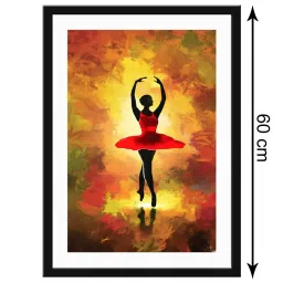 999Store Yellow & Red MDF Dancing Lady Printed Paper Wall Painting - Set of 1 image 5