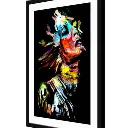 999Store Multicolor MDF Abstract Lady Face Printed Paper Wall Painting - Set of 1 image 3
