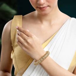 Peora Gold Traditional Floral Bangle-image-11