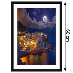 999Store Multicolor MDF City with River View Printed Paper Wall Painting - Set of 1 image 5