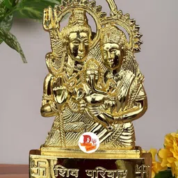 DARIDRA BHANJAN Gold-Toned Shiva Parvati Ganesha Religious Idol Showpiece-image-36