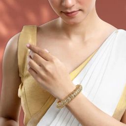 Peora Gold Traditional Floral Bangle-image-65