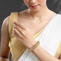 Peora Gold Traditional Floral Bangle-image-64