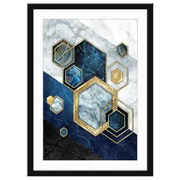 999Store Multicolor MDF Abstract Geometric Printed Paper Wall Painting - Set of 1 image 2