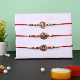Aapno Rajasthan Set of 3 Divine Ganesha & Om Rakhi-image-43