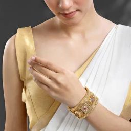 Peora Gold Traditional Synthetic Stone Openable Kada Bangle-image-70