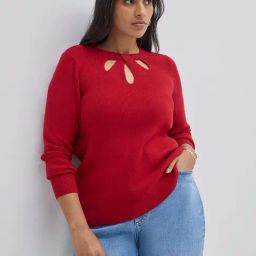 Gia by Westside Red Ribbed Sweater-image-43