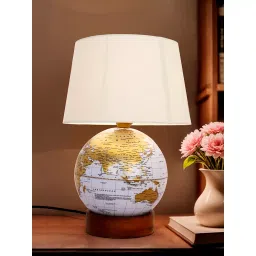 Fos Lighting World Globe Table Lamp 40 W Fabric White, WorldGlobe-White-TL1 image 2