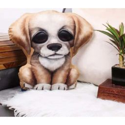 STITCHNEST Brown Velvet Dog Shaped Cushion-image-45