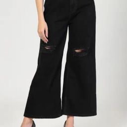 Style Quotient Women Black Wide Leg High Rise Jeans-image-53