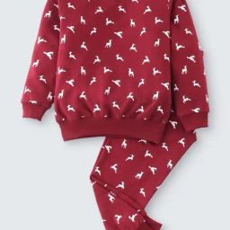 Nite Flite Kids Red Cotton Printed Full Sleeves Sweatshirt Set-image-88