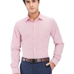 Park Avenue Red Slim Fit Checks Shirt-picture-26