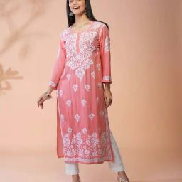 Daali Pink Regular Fit Embroidered Kurtas-45