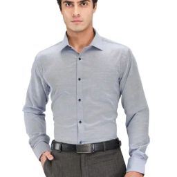 Park Avenue Blue Slim Fit Self Pattern Shirt-image-31