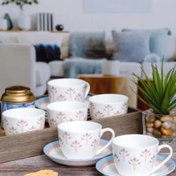 SONAKI White Bone China Tea Coffee Cup - Set of 12-29